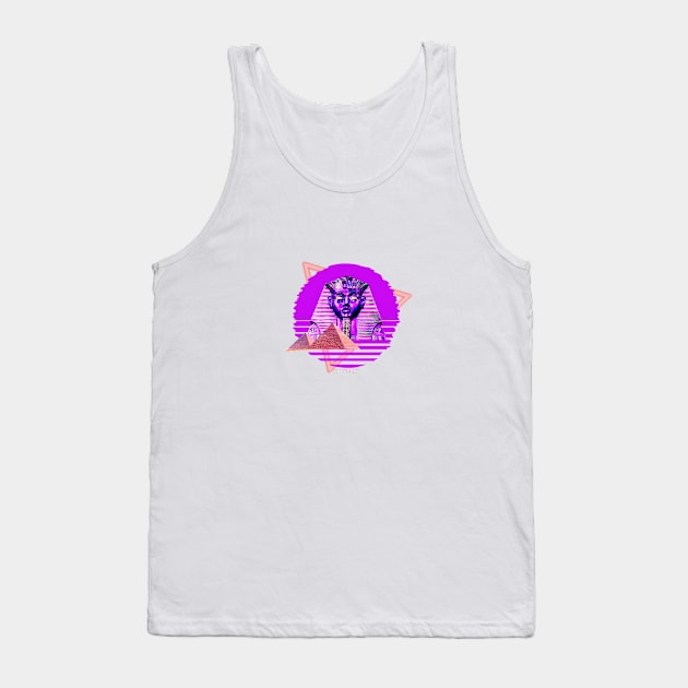 Synthwave Pharaoh Tutankhamun Vaporwave 80s Tank Top by Shirt Vibin